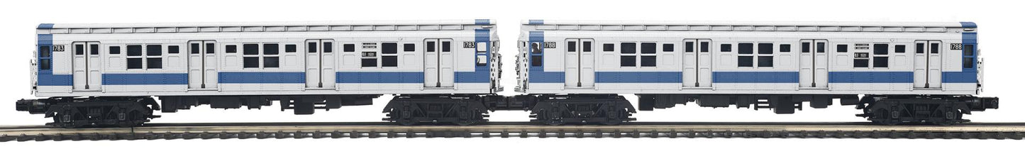 MTH Premier O Scale # 20-21943-3 Metropolitan Transportation Authority R9 2-Car Subway Set Add-On (Non-Powered)
