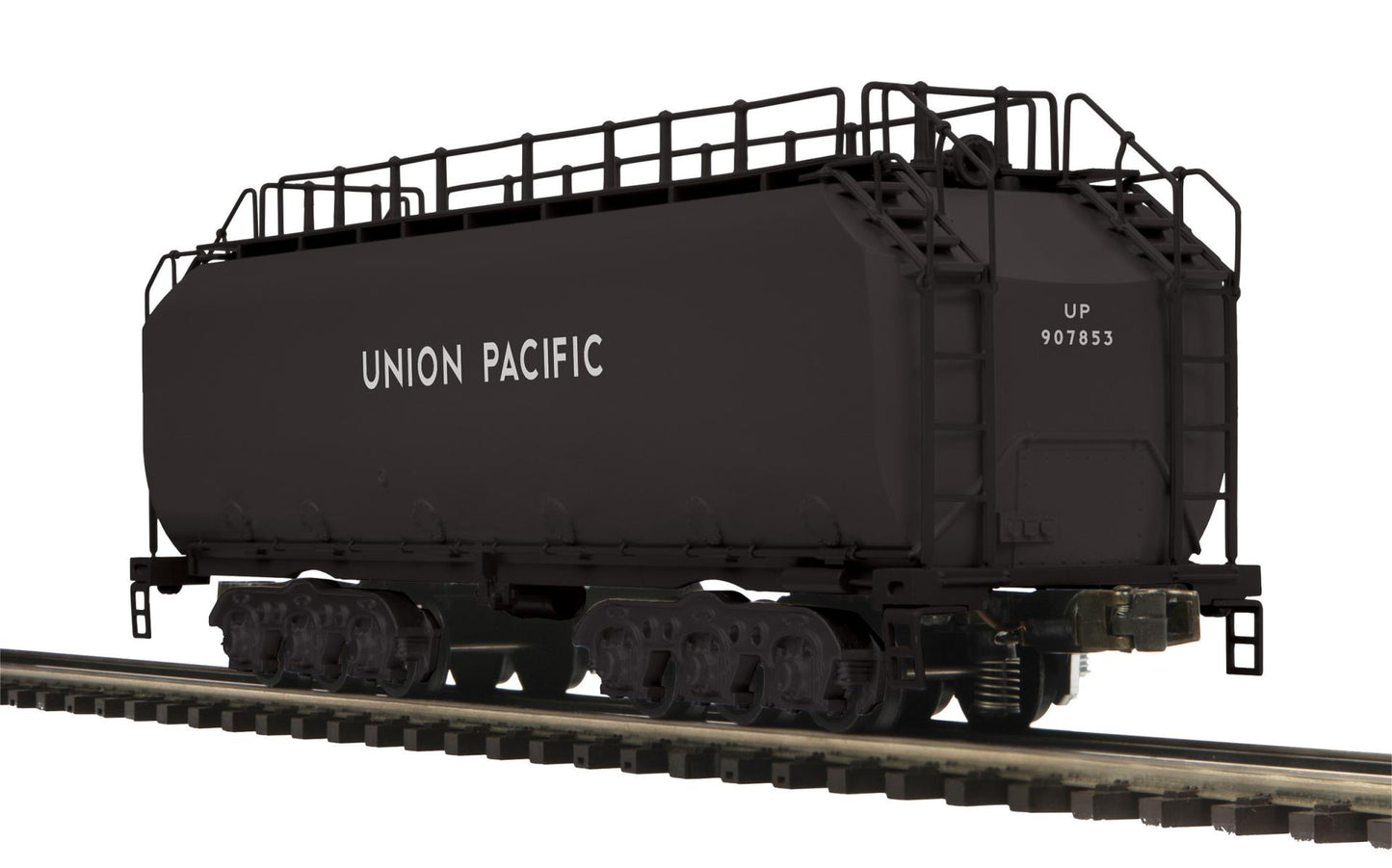 In Stock MTH Premier # 20-3858 Auxiliary Water Tender I (Hi-Rail Wheels) - Union Pacific Cab No. 907853
