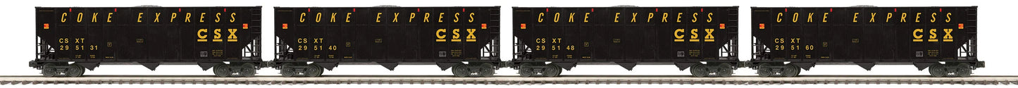 MTH Premier # 20-92395 ( 4-Car) CSX O Scale Coke Hopper Car Set