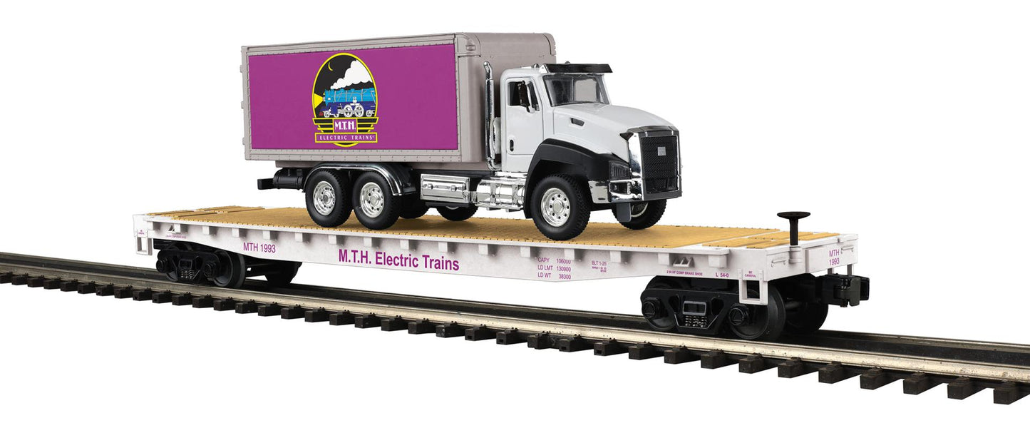 ( ETA JUNE 2026 ) MTH Premier O Scale MTH Electric Trains # 1993 Flat Car with Box Truck
