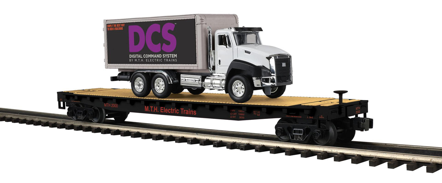 ( ETA JUNE 2026 ) MTH Premier O Scale MTH Electric Trains DCS # 2000 Flat Car with Box Truck