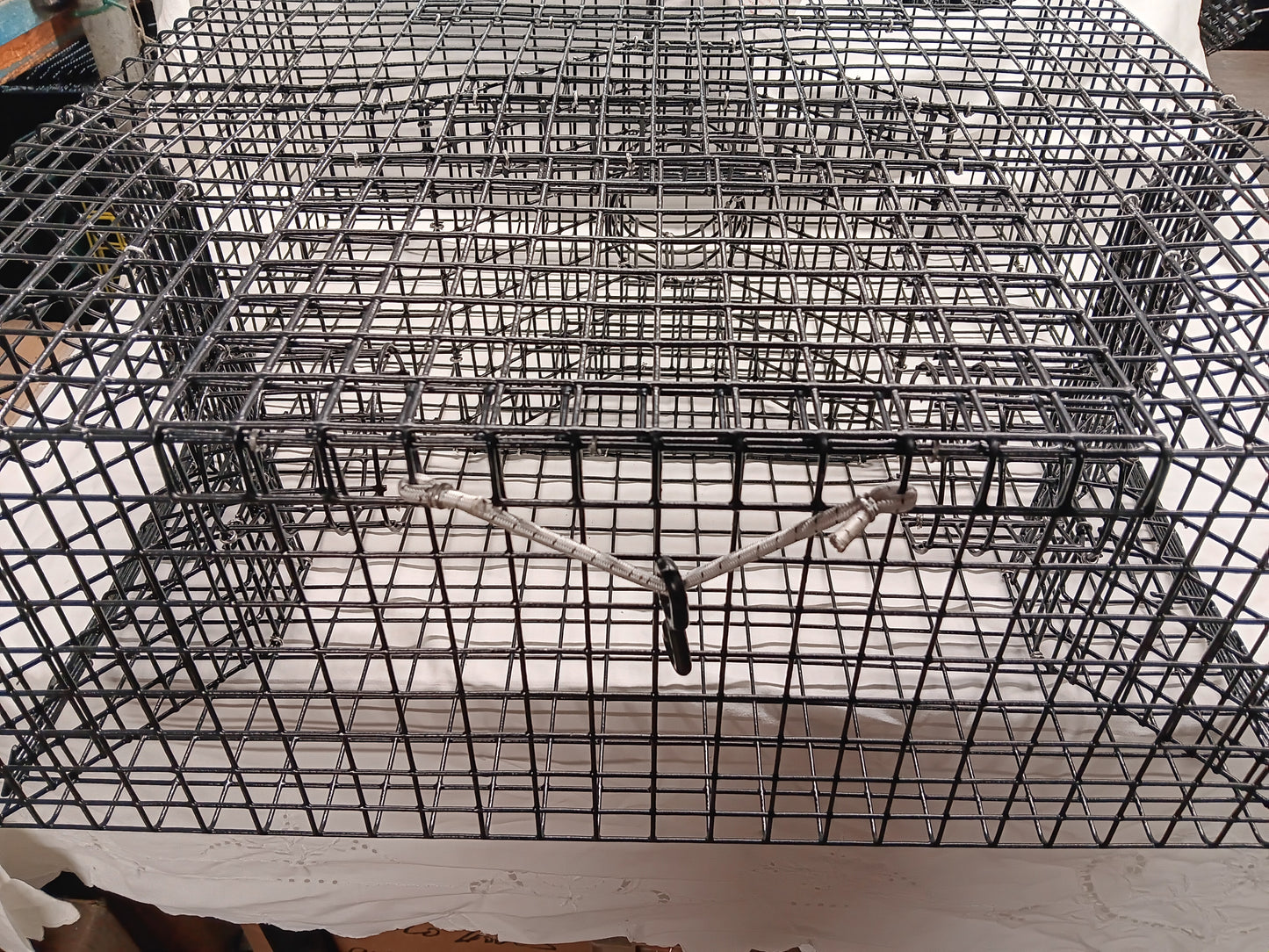 E-Z Catch # P-602 Commercial Grade Green & White Crabs Bait Catching Trap 16 Gauge, 24 X 24 X 9