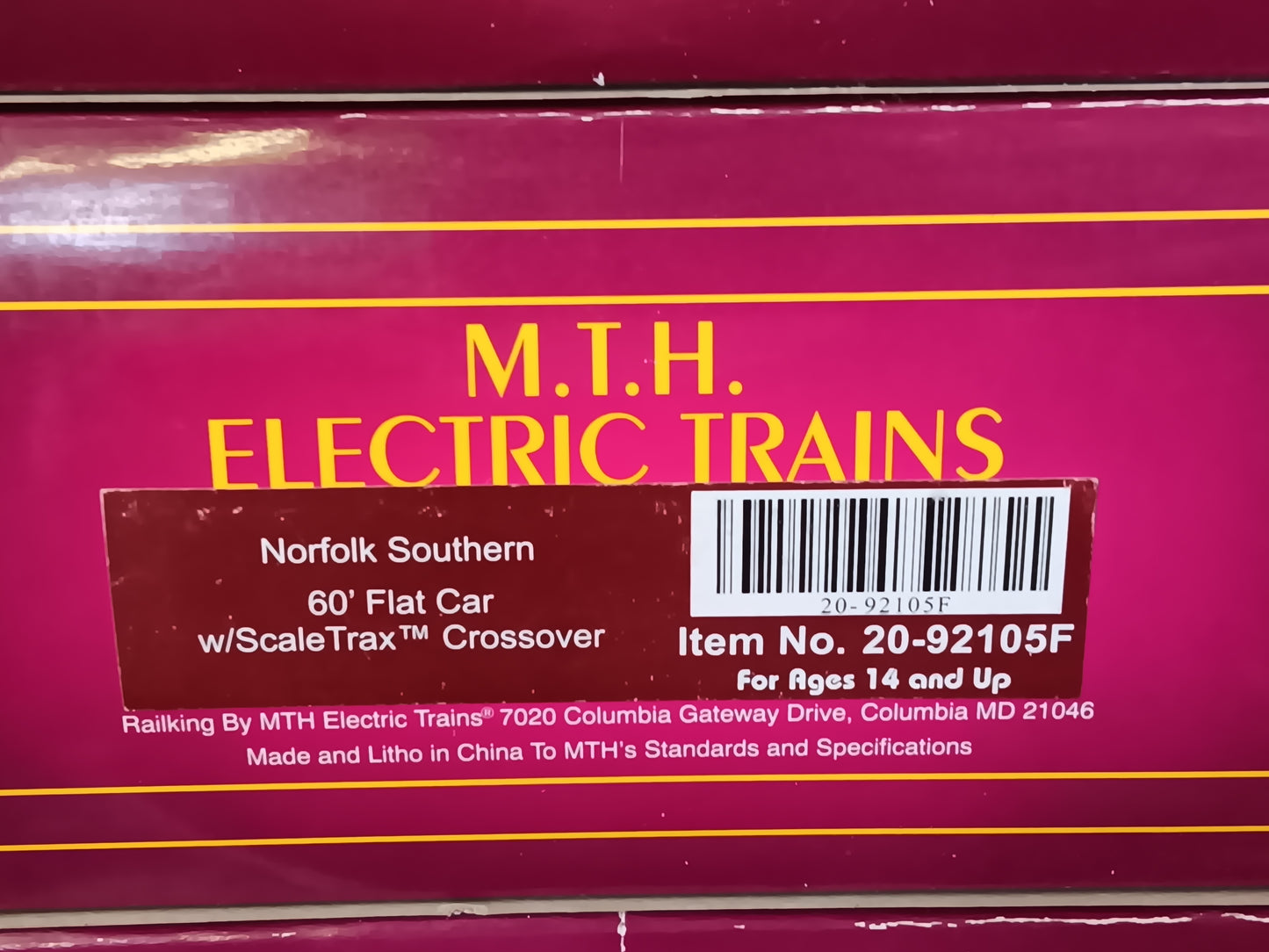 MTH Premier # 20-92105 Norfolk Southern O Scale 60' Flat Car w/Track Crossover Load (Select from Rd # 901640, 901642, 901644, 901648, 901655 or 901656)
