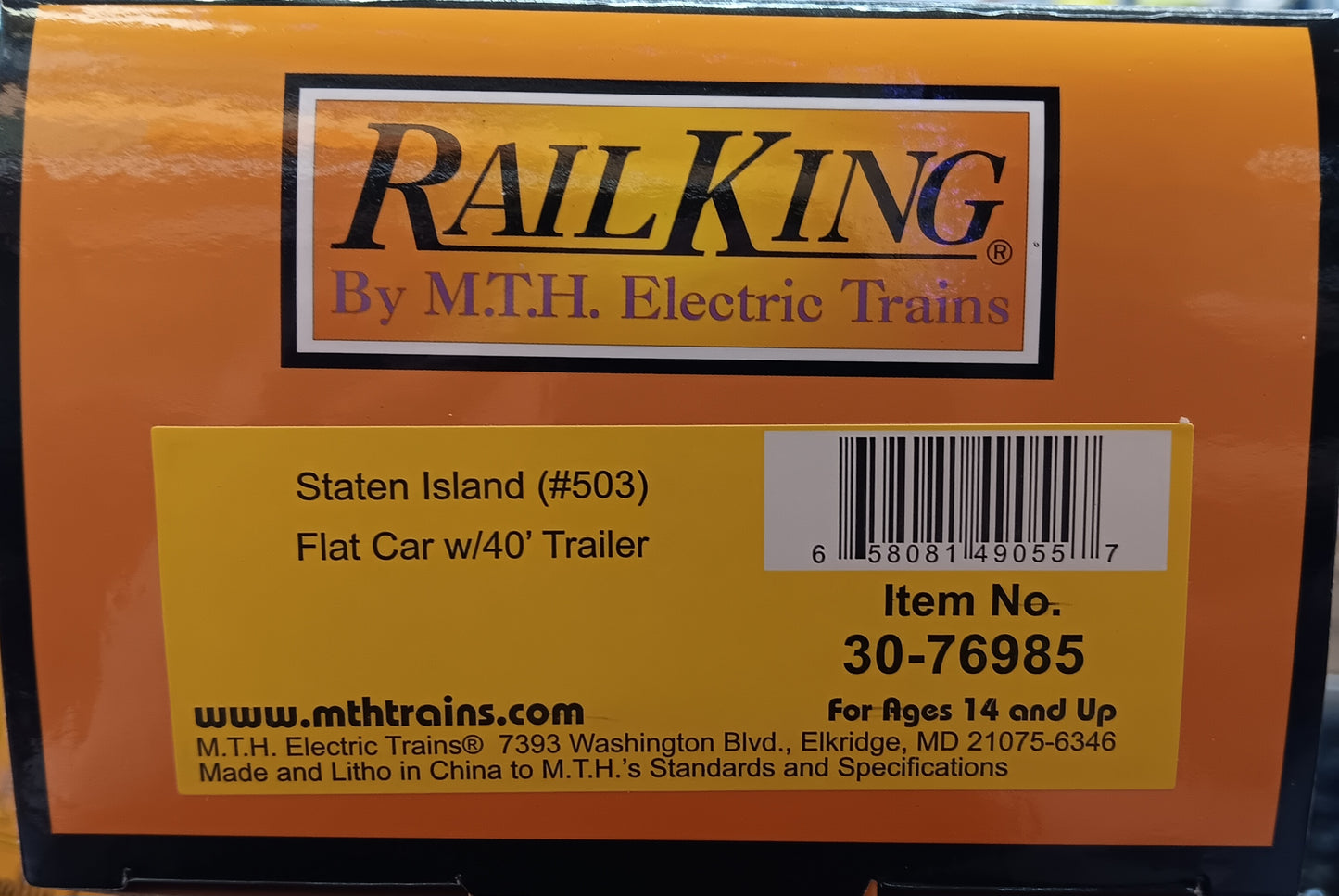 E-Z Catch Custom MTH # 30-76985 SIRT O Gauge Flat Car # 503 w/ E-Z CATCH Trailer