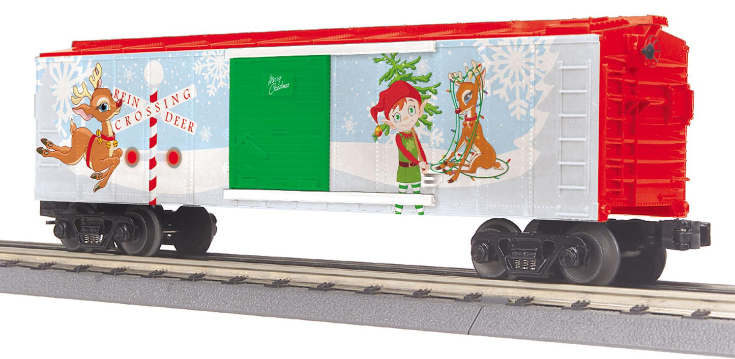 MTH RailKing # 30-74971 Christmas O Gauge Box Car w/Blinking LEDs