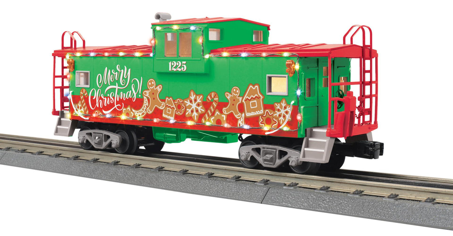 MTH RailKing O Gauge # 30-77412 Christmas Extended Vision Caboose with LED Lights