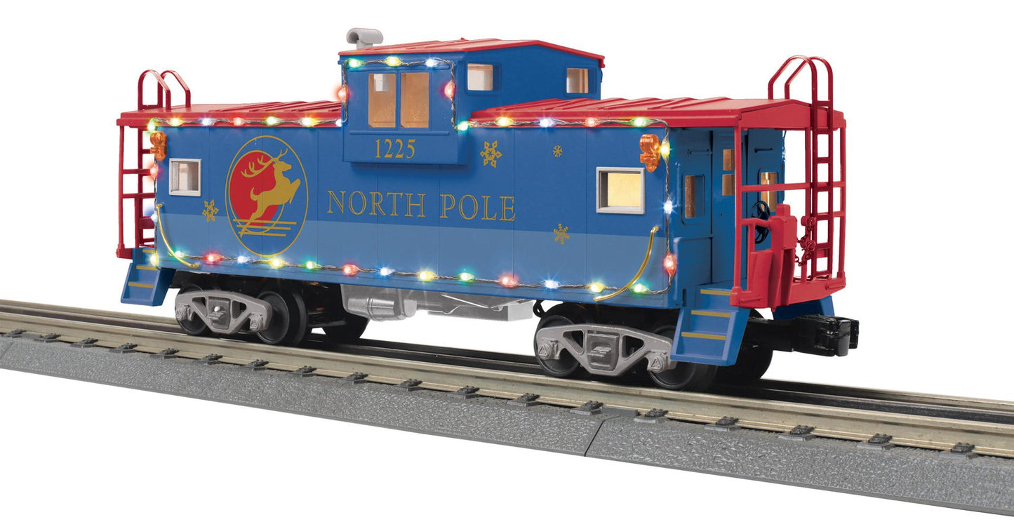 MTH RailKing O Gauge # 30-77413 Rugged Rails North Pole Extended Vision Caboose with LED Lights