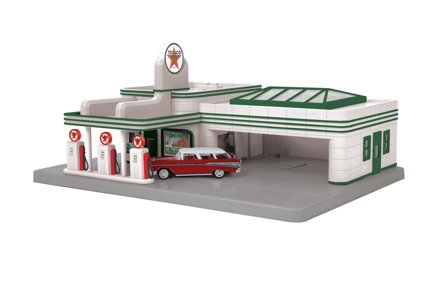 MTH # 30-91001 Texaco O Gauge RailKing Operating Gas Station with Sounds & Auto