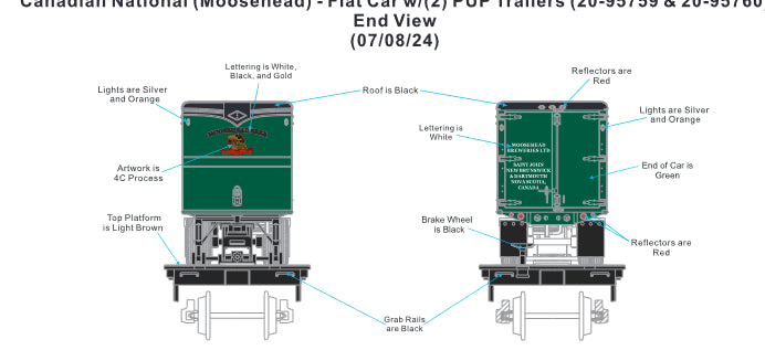 ( Sold Out ) E-Z Catch Custom MTH Premier Canadian National Flat with Moosehead Beer Pup Trailers Rd # 48995