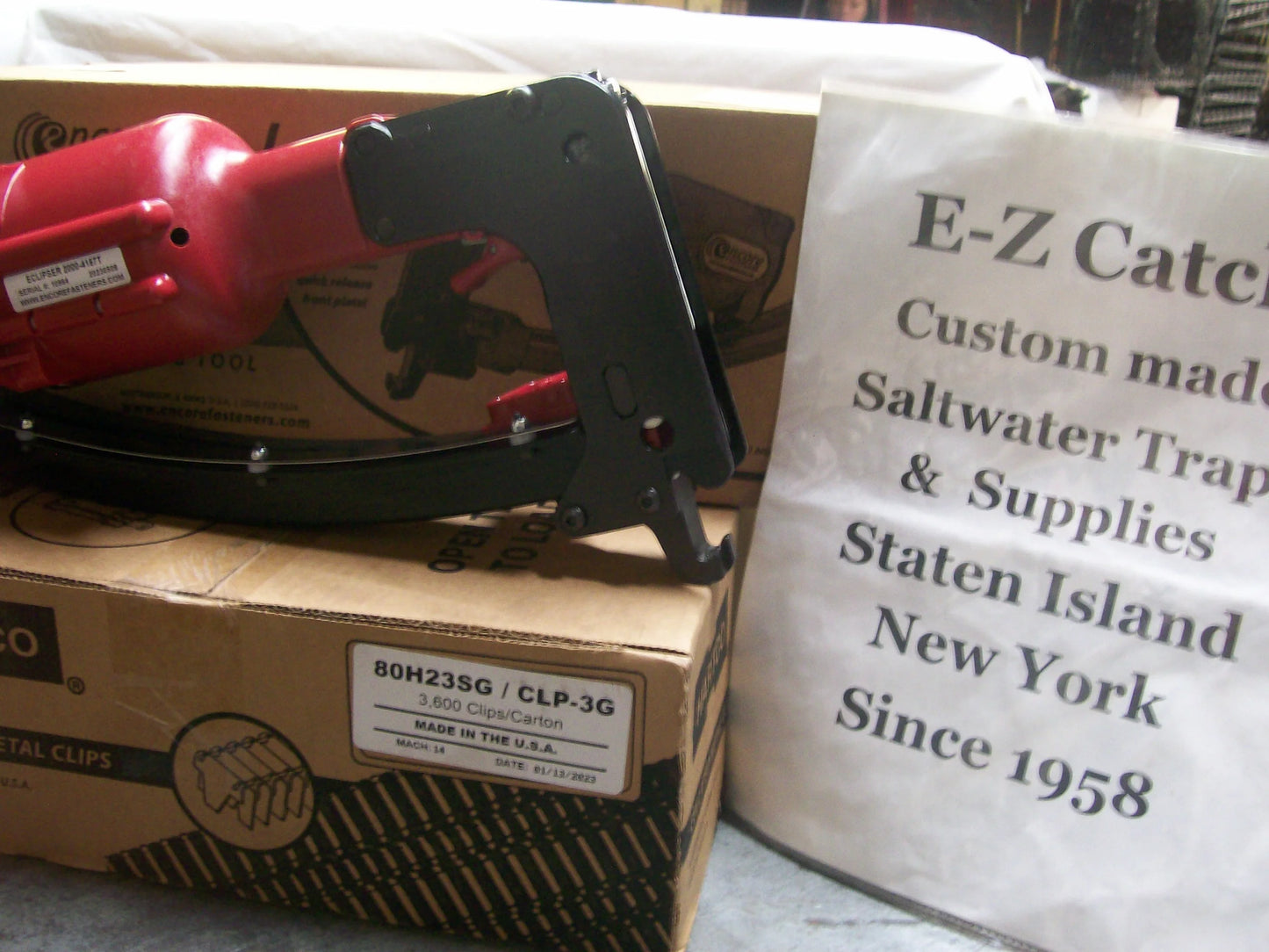 Encore Hartco Eclipser ( Red Version ) 2000-4157T Clinch Clip Tool w/ Box of CLP-3G Clip's ( 3600pcs)