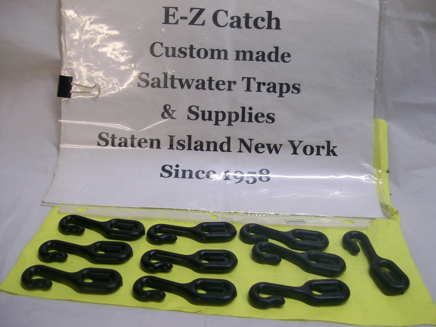 E-Z Catch 10 Pack, Black Plastic Crab Pot & Trap Hooks Fit's 3/16 & 1/4" Bungee
