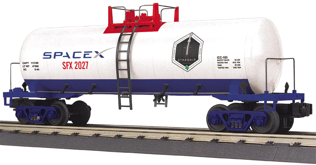 *PRE-ORDER* MTH RailKing # 30-73682 O Gauge SpaceX Modern Tank Car Rd 2027 - ETA May 2027