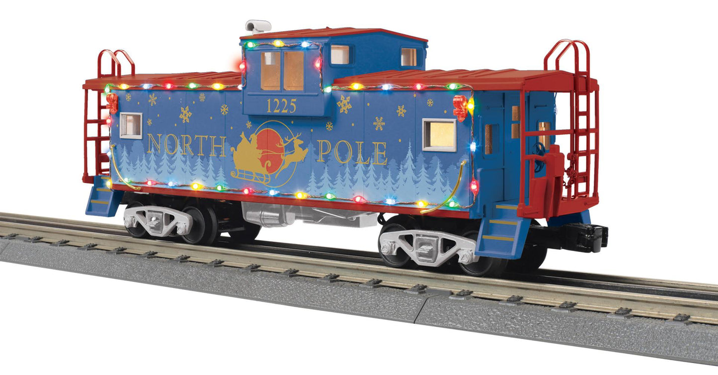 *PRE-ORDER* MTH RailKing # 30-77439 O Gauge Rugged Rails North Pole Extended Vision Caboose w/ LED Lights Car # 1225