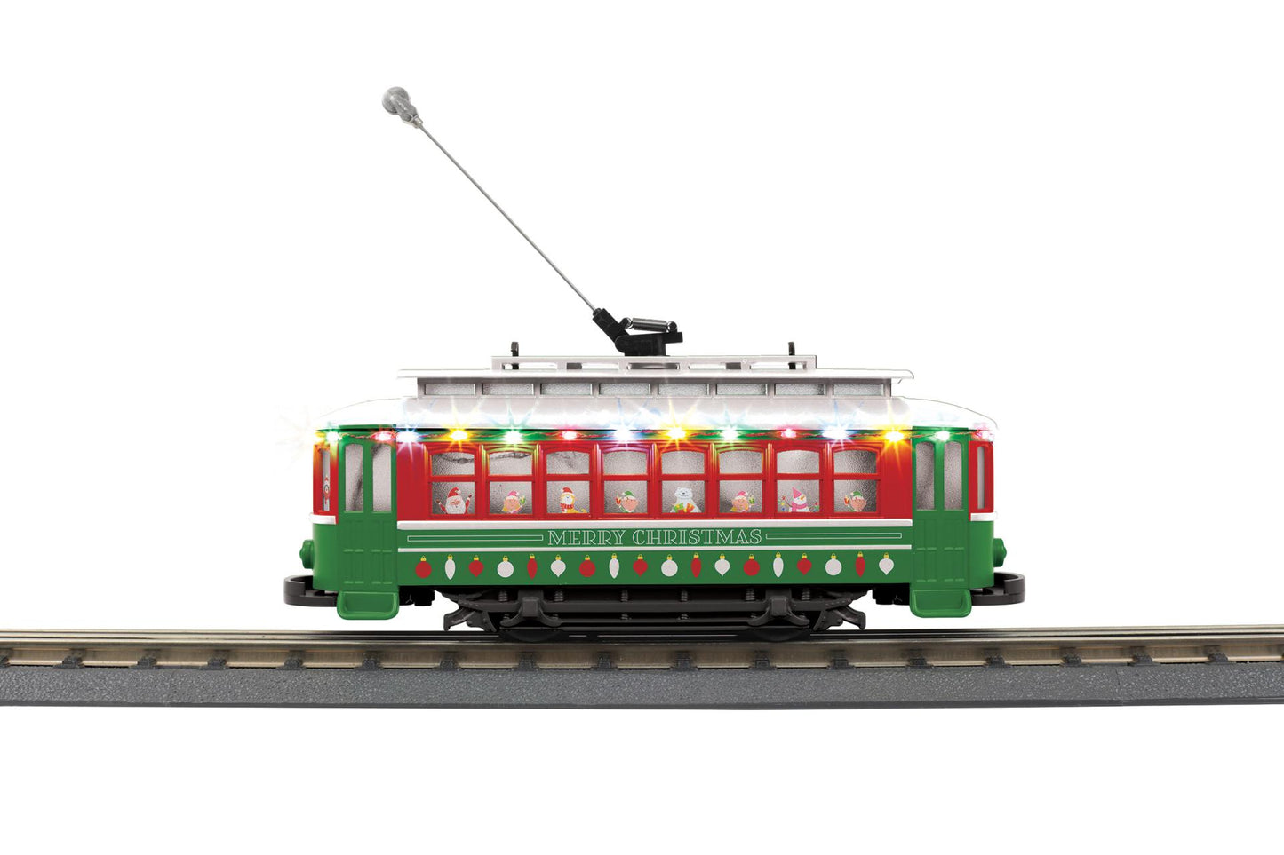 *PRE-ORDER* MTH RailKing # 30-5266 O Gauge Christmas Bump-n-Go Trolley With LED Lights Car # 1225 (ETA Nov 2026)