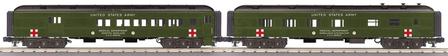 *PRE-ORDER* MTH RailKing # 30-69393 O Gauge U.S. Army 2-Car 60’ Madison Combo/Diner Set (ETA 2027)