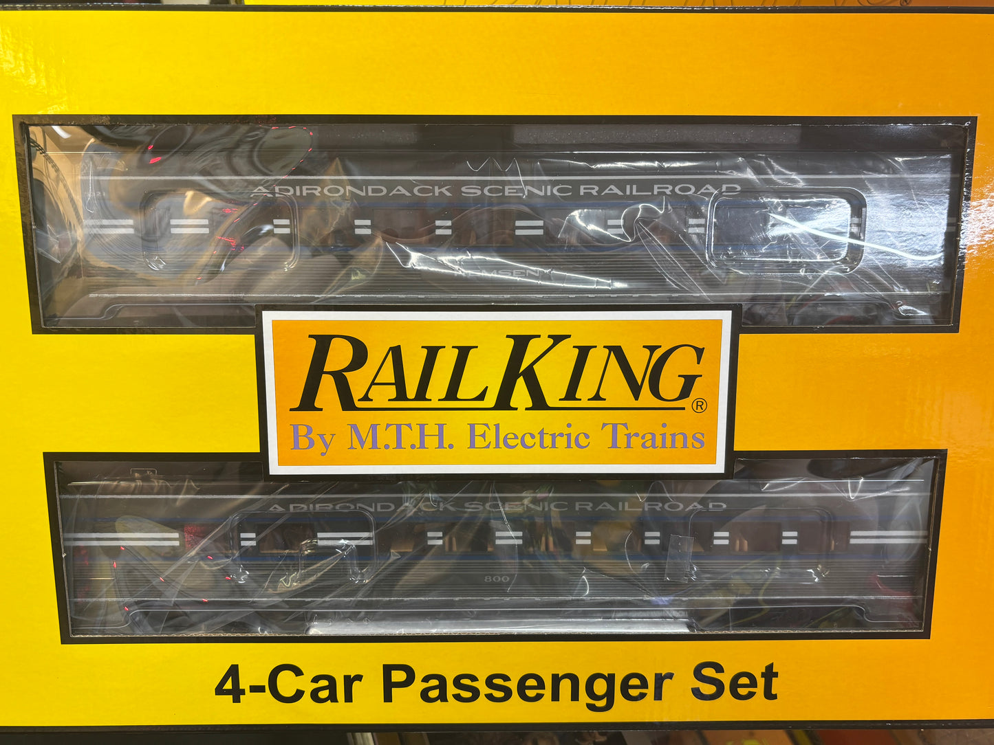 NOW in Stock Exclusive Adirondack Scenic Railroad 60’ Streamlined 4 Car Passenger Set Railking MTH