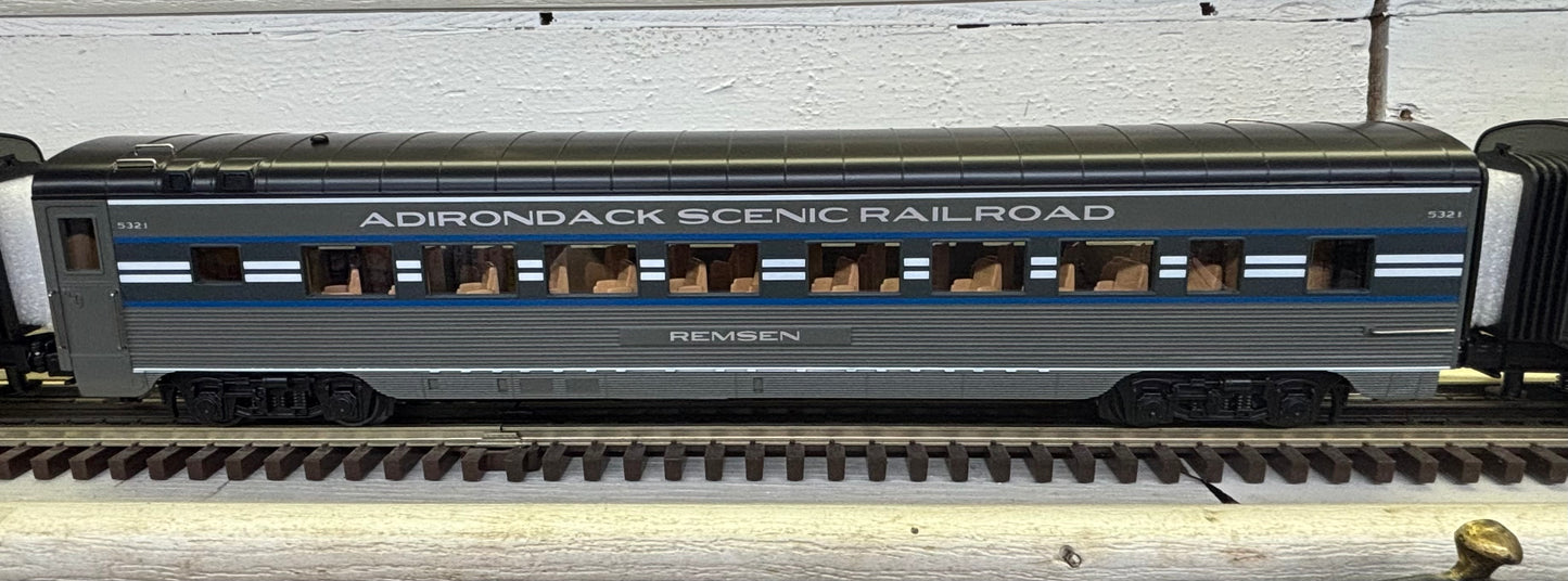 NOW in Stock Exclusive Adirondack Scenic Railroad 60’ Streamlined 4 Car Passenger Set Railking MTH