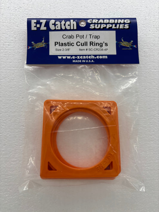 E-Z Catch Crab Pot / Crab Trap Orange Plastic Cull Ring’s Size 2-3/8” ( USA Made - Square Type ) ( 4 Per Pack )