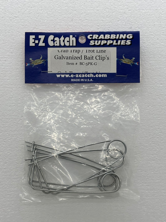 E-Z Catch Crab Trap / Trot Line Galvanized Bait Clips ( 5 Per Pack - USA Made )