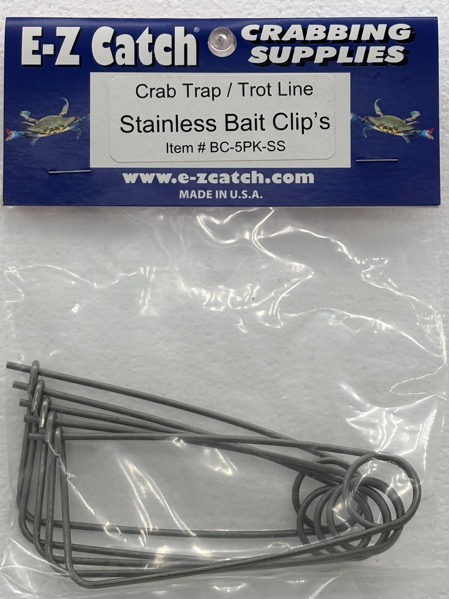 E-Z Catch Crab Trap / Trot Line Stainless Bait Clips ( 5 Per Pack - USA Made )