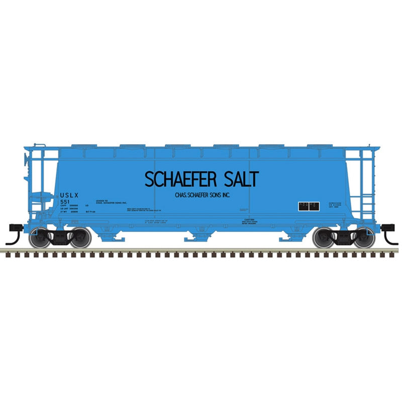 *PRE-ORDER* Atlas O Master # 3003234 Schaefer Salt 3-BAY CYLINDRICAL HOPPER Rd # 551, or 554 - 3RL (ETA 2027)