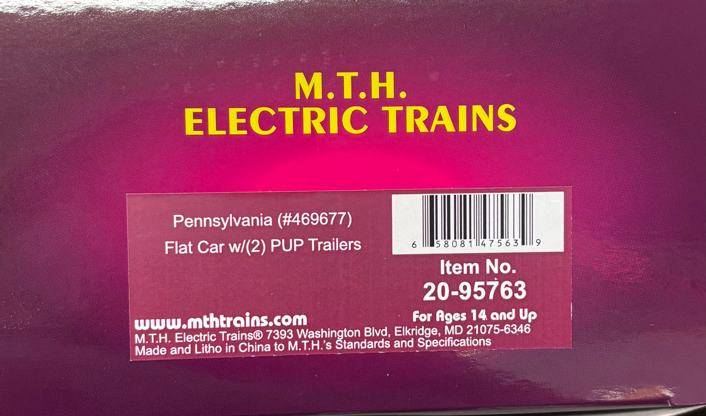 ( SOLD OUT ) MTH Premier # 20-95763 Woolworth's Pup Trailers on Pennsy Flat Car # 469677