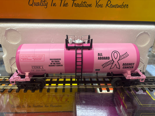 ( Sold Out ) E-Z Catch Custom Cancer Awareness MTH Railking Cure 1 Modern Tank Car