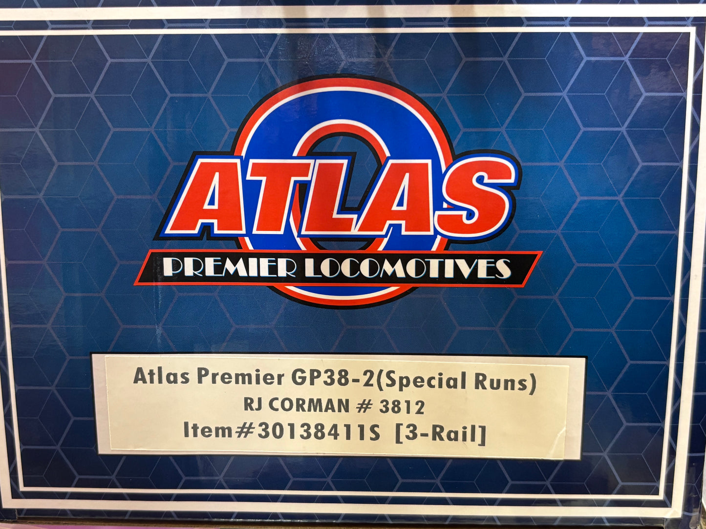 Now IN STOCK ( E-Z Catch RJ Corman GP-38-3 Custom Atlas O Premier Cab # 3812 ( 3-rail )