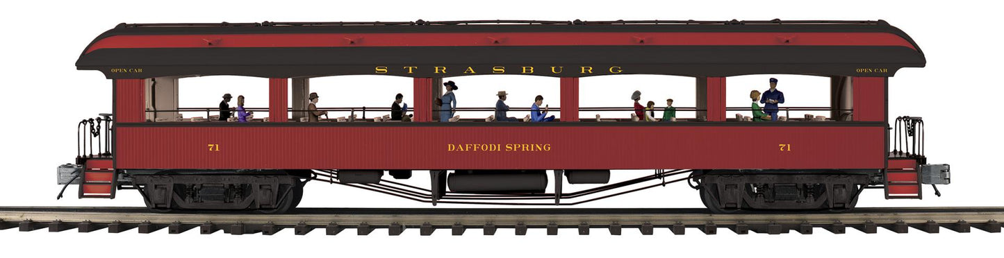 *Pre Order* (ETA Nov 2026) MTH O Scale Premier # 20-62188 Strasburg 64’ Open Air Woodsided Coach Car 71 Daffodil Spring