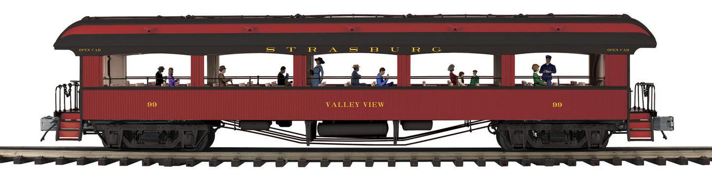 *Pre Order* (ETA Nov 2026) MTH O Scale Premier # 20-62197 Strasburg 64’ Open Air Woodsided Coach Car 99 Valley View