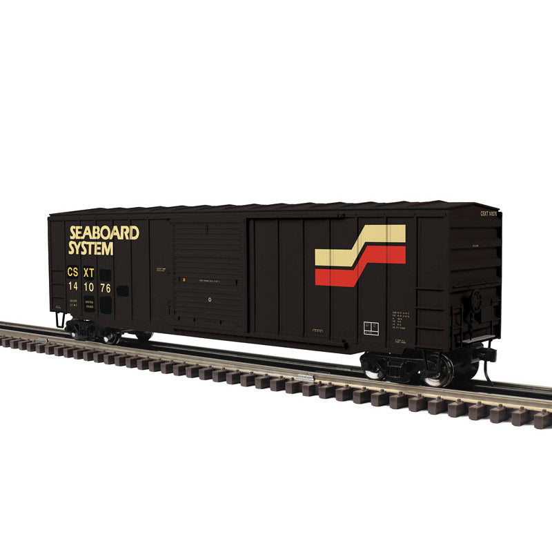 PRE-ORDER ATLAS O Trainman #2001334 50'6" BOX CAR SEABOARD SYSTEM (CSXT PATCH) Choose Rd # 141076 or 141147 (BLACK/RED/YELLOW) - 3RL