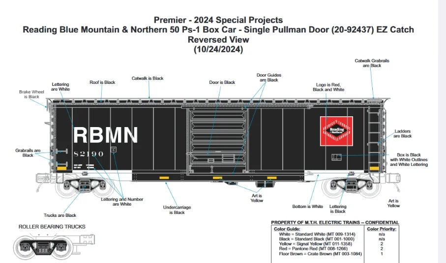 ETA Fall 2025 ( E-Z Catch Exclusive ) MTH 6-CAR PREMIER RBM&N 50' PS-1 Box Car Set