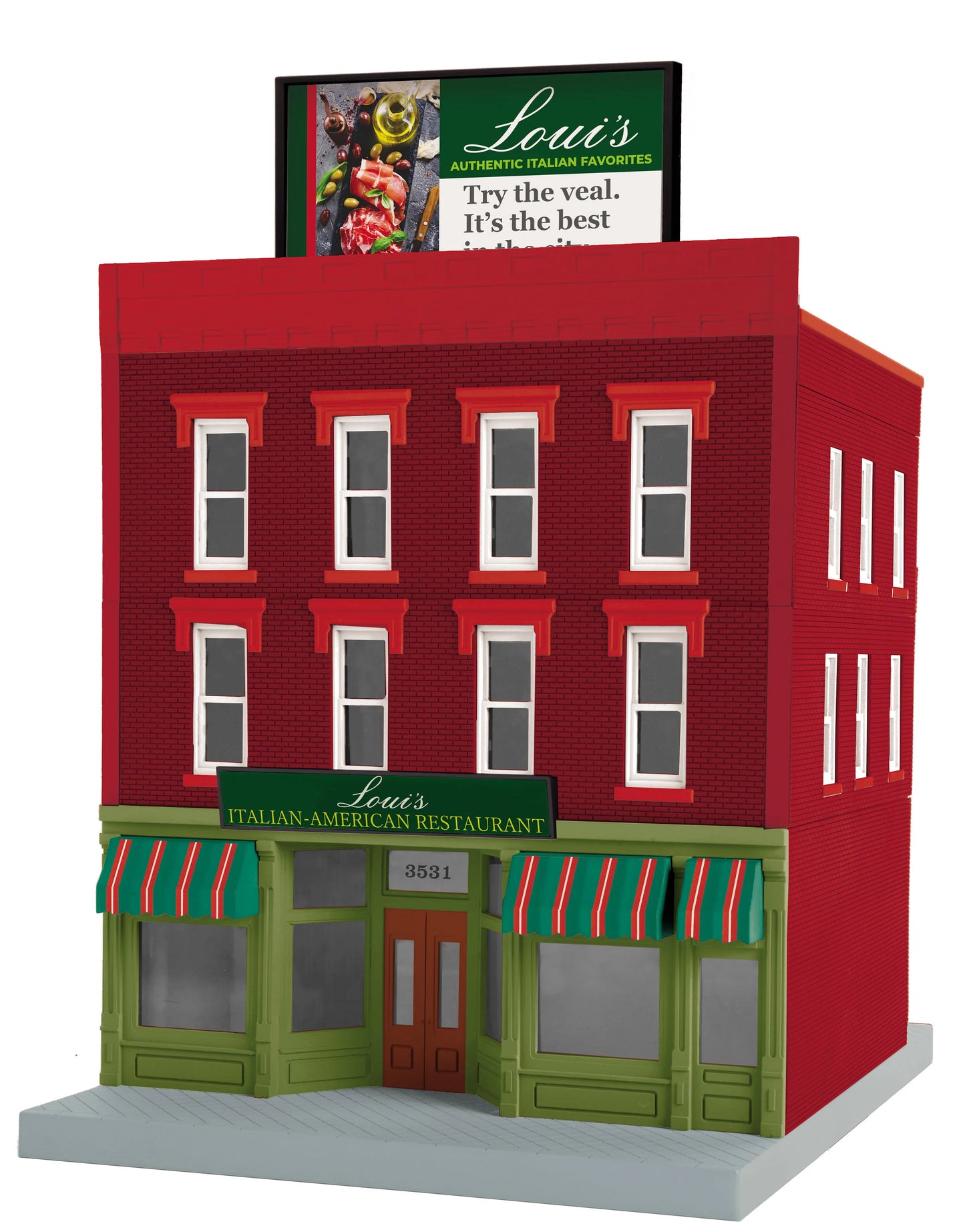 MTH Railking # 30-90657 ( 3-Story City Building ) - Louie’s Italian-American Restaurant
