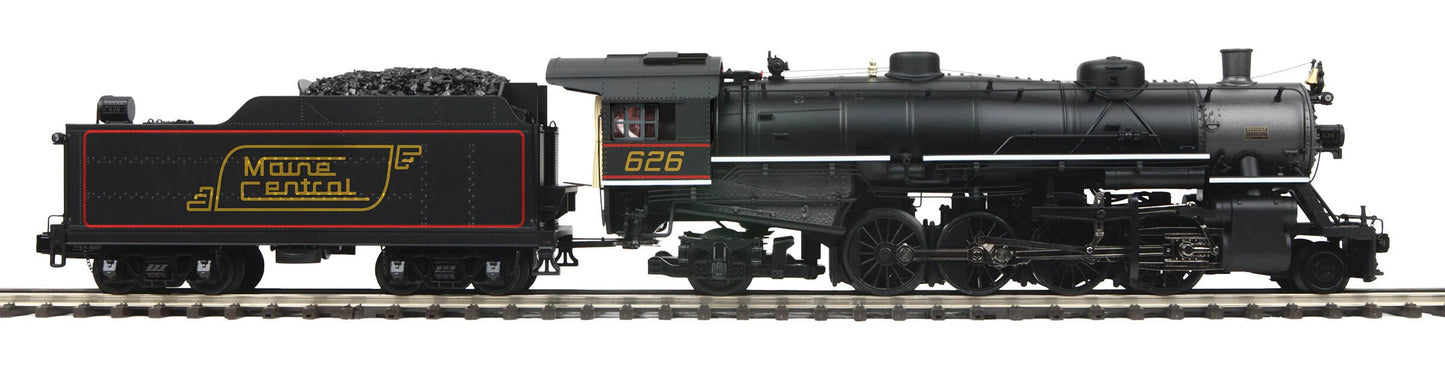 In Stock, Brand New Premier O Scale ( MTH # 20-3837-1) 2-8-2 USRA Light Mikado Steam Engine w/Proto-Sound 3.0 (Hi-Rail Wheels) - Maine Central Cab No. 626