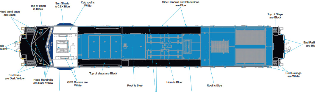 In Stock ( MTH Custom # 30-21258-1 ) Railking CSX Heritage Conrail ES44 ( cab 1976 )