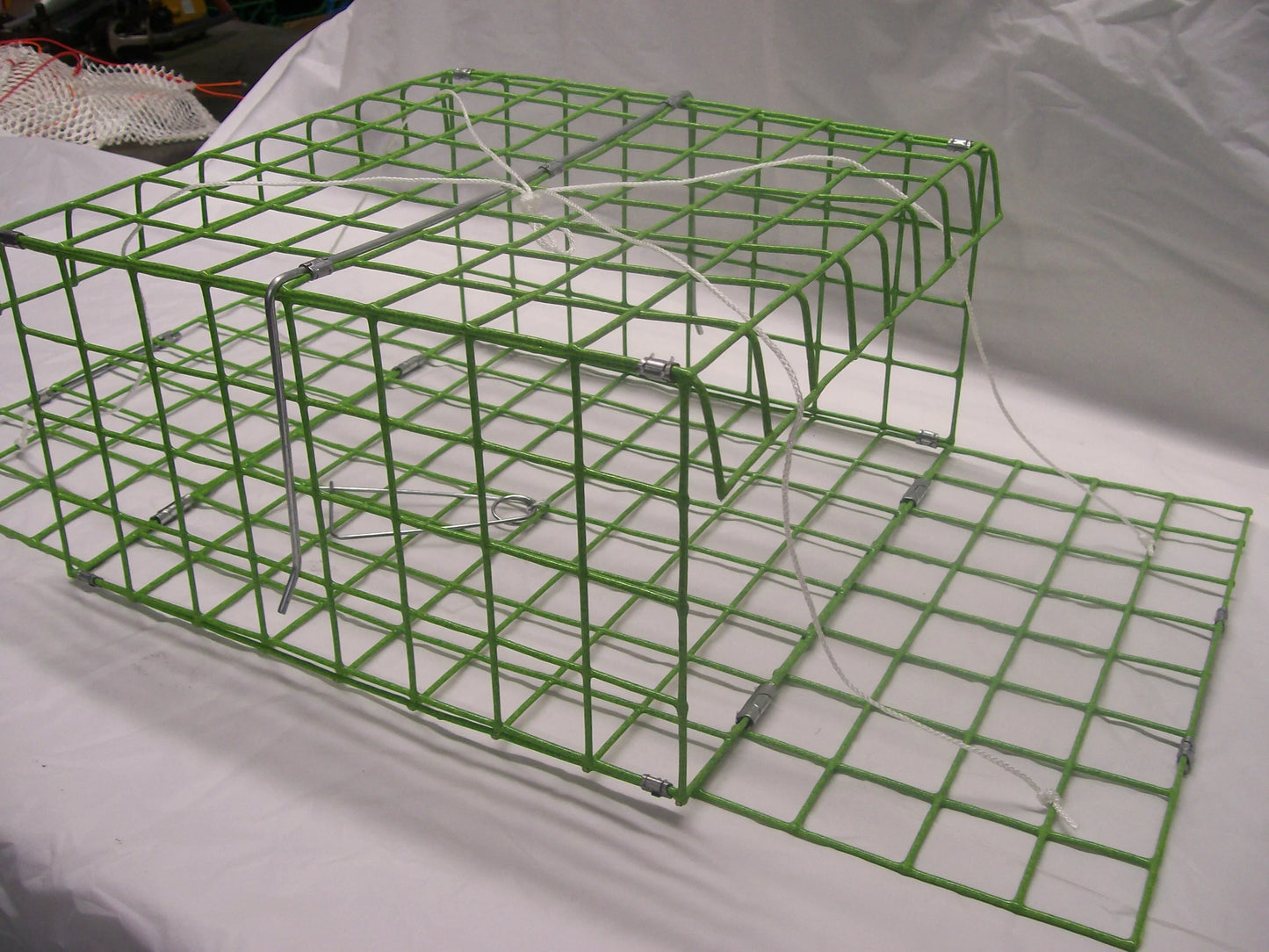 E-Z Catch ( # P-1002 Lime ) Lime Green Fold-A-Way Premium Quality USA Made Two Door Blue Crab Trap
