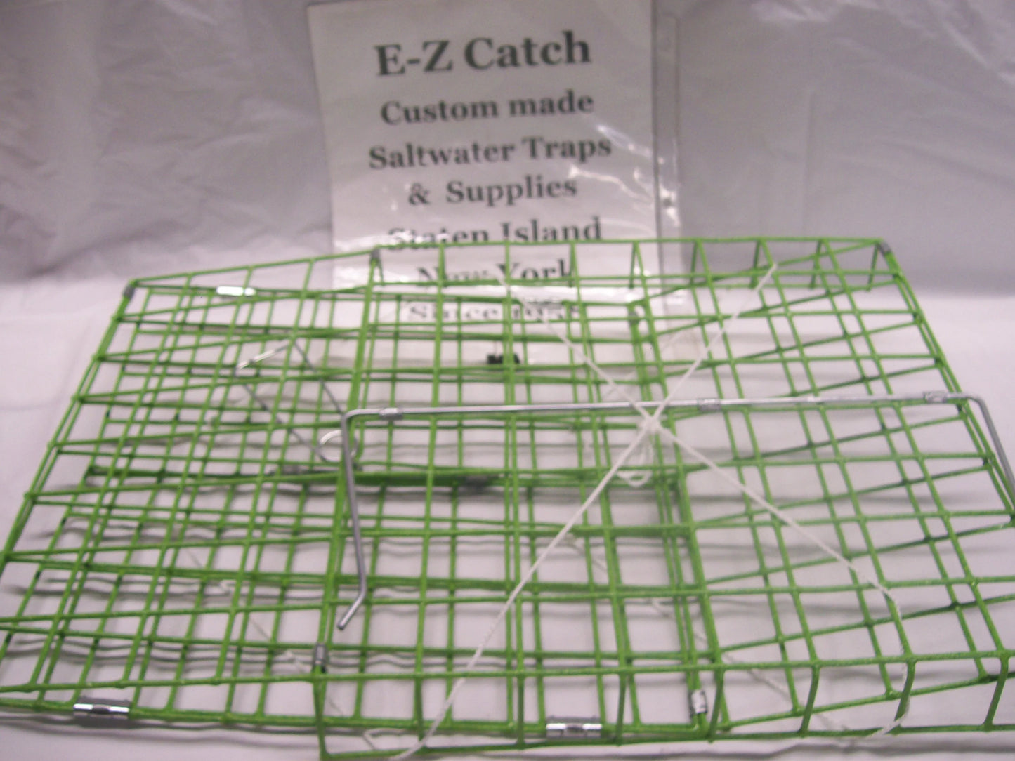 E-Z Catch ( # P-1002 Lime ) Lime Green Fold-A-Way Premium Quality USA Made Two Door Blue Crab Trap