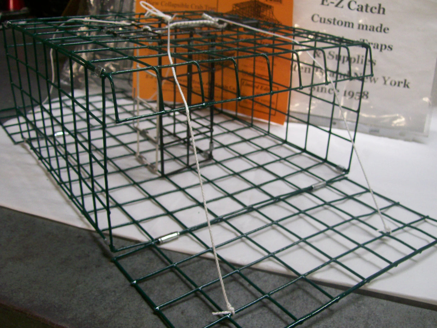 E-Z Catch 3-Pack ( Patent ) Stow-A-Way 2-Door Folding Blue Crab Trap with Bait Holder P-1003-G