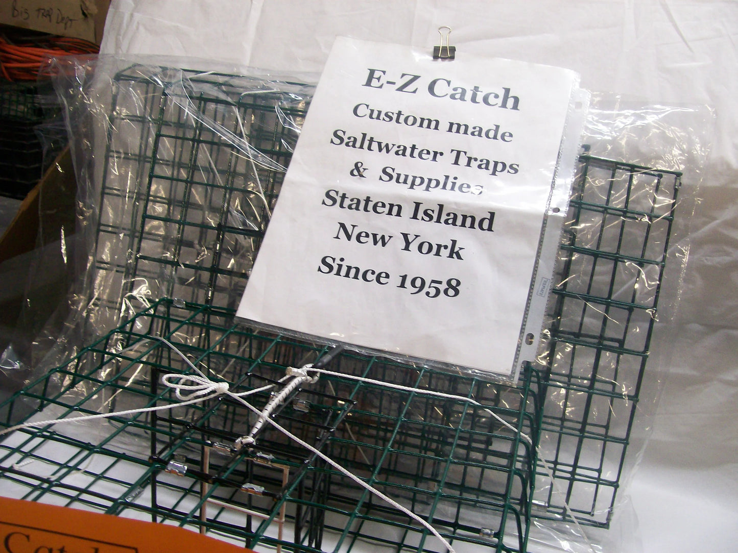 E-Z Catch 3-Pack ( Patent ) Stow-A-Way 2-Door Folding Blue Crab Trap with Bait Holder P-1003-G