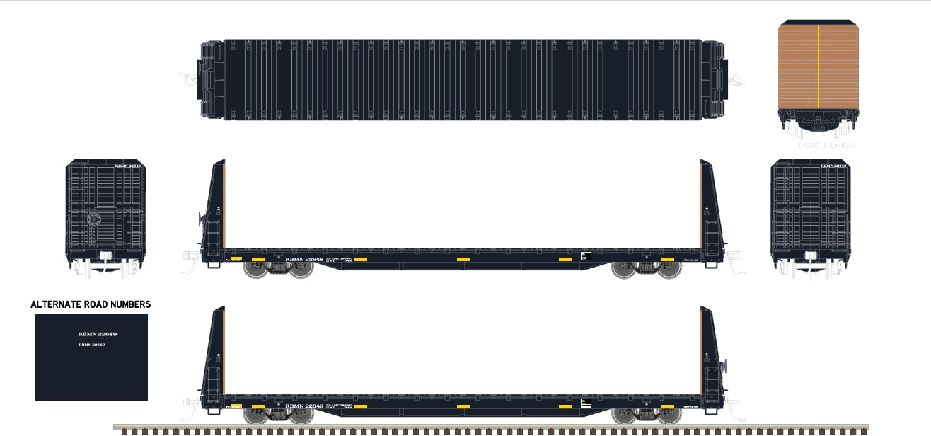 Pre-Order ETA Summer 2026 ( Atlas O Scale # 2001299-S Reading Blue Mountain & Northern ) 62' BULKHEAD Flat Car # 22649