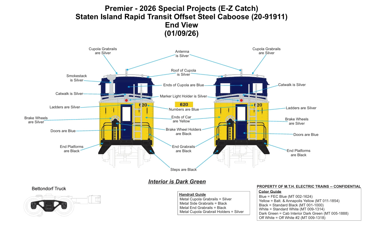 PRE-ORDER ETA JUNE 2026 Staten Island Rapid Transit Offset Steel Caboose MTH Premier # 20‑91911