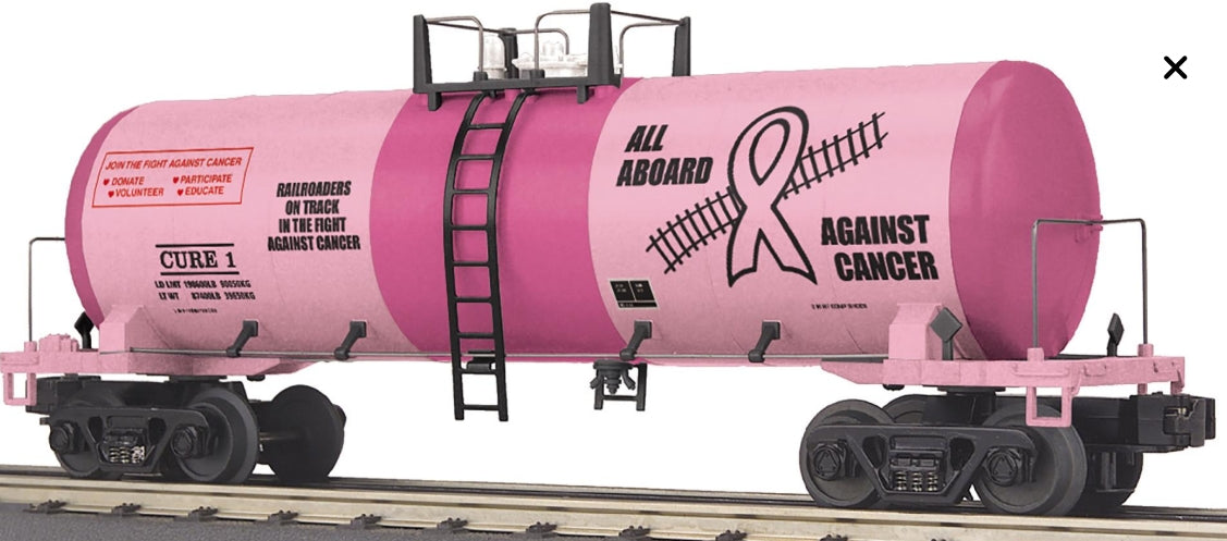 ( Sold Out ) E-Z Catch Custom Cancer Awareness MTH Railking Cure 1 Modern Tank Car