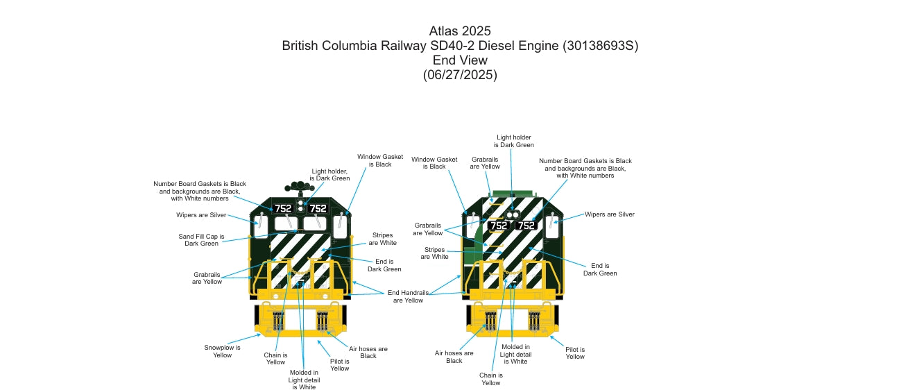 ( ETA June 2026 ) Atlas O Premier Custom British Columbia SD40-2 ( Cab # 752 ) 3-Rail Proto 3.0