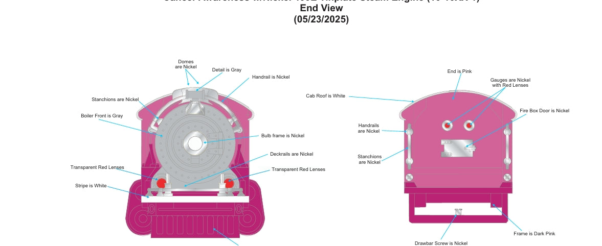 ETA January / Feb. 2026 ( E-Z Catch Custom MTH Tinplate Standard Gauge 400E Cancer Awareness Loco & Tender Proto 3.0