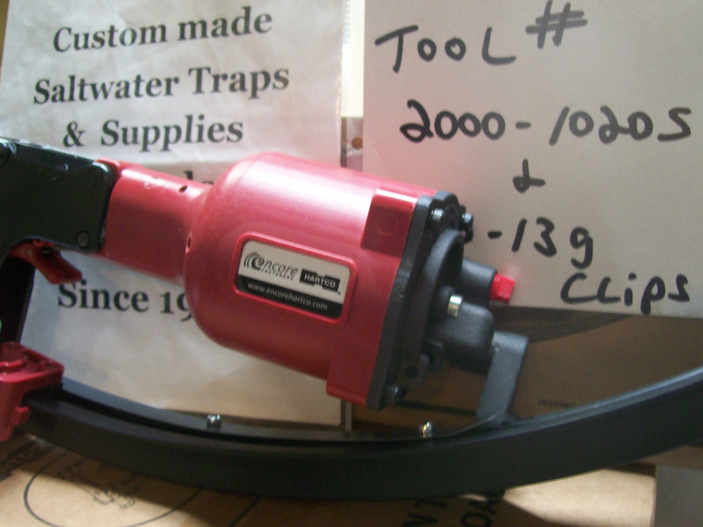 Encore Hartco Red Eclipser 2000-1020S Clinch Clip Tool with Box of CLP-13G Clips