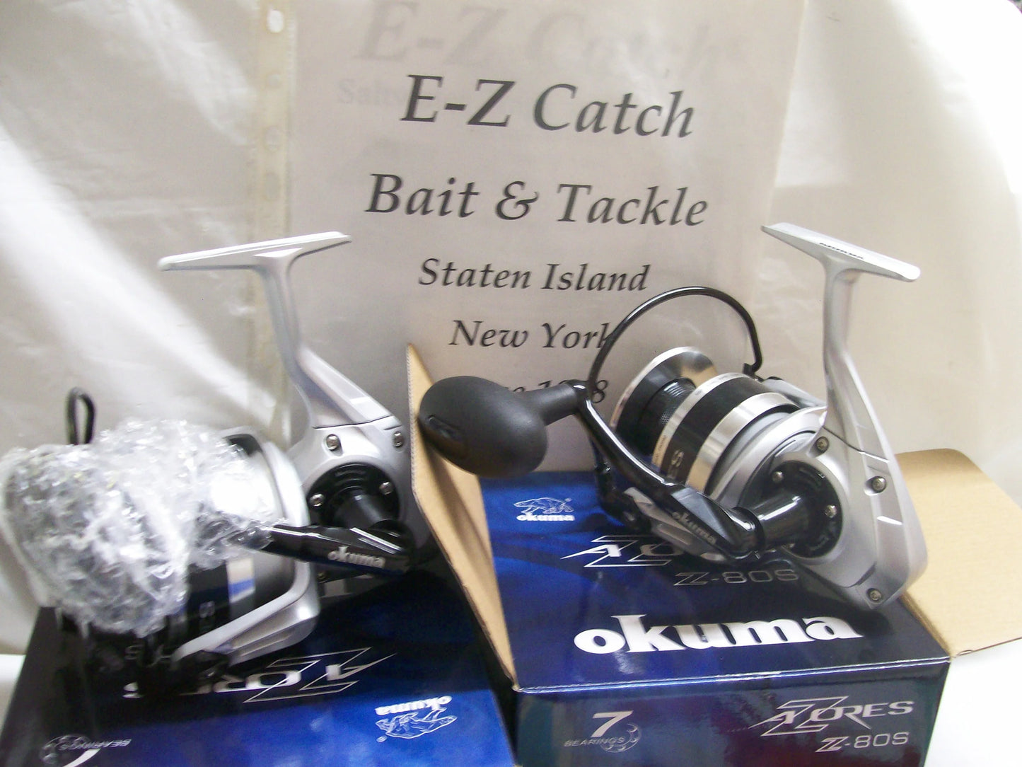 Two Pack Okuma Azores Z-80S Saltwater Heavy Duty Skirted Spool Spinning Reels
