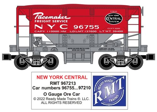 RMT # 96721-3 NY Central Pacemaker Ore Car