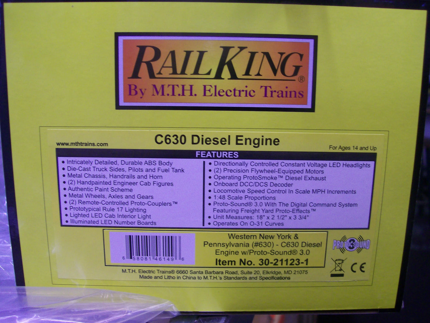 EXCLUSIVE CUSTOM RUN MTH WESTERN NEW YORK & PENNSY C-630 RAILKING ALCO DIESEL