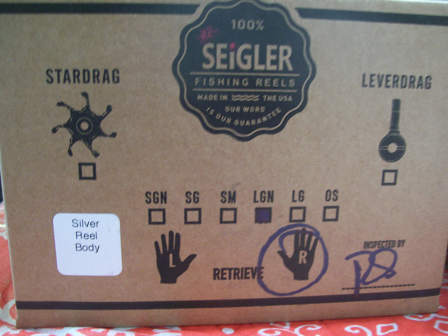 NEW Seigler LGN (Narrow Spool Large Game) Right Hand Lever Drag Silver & Blue