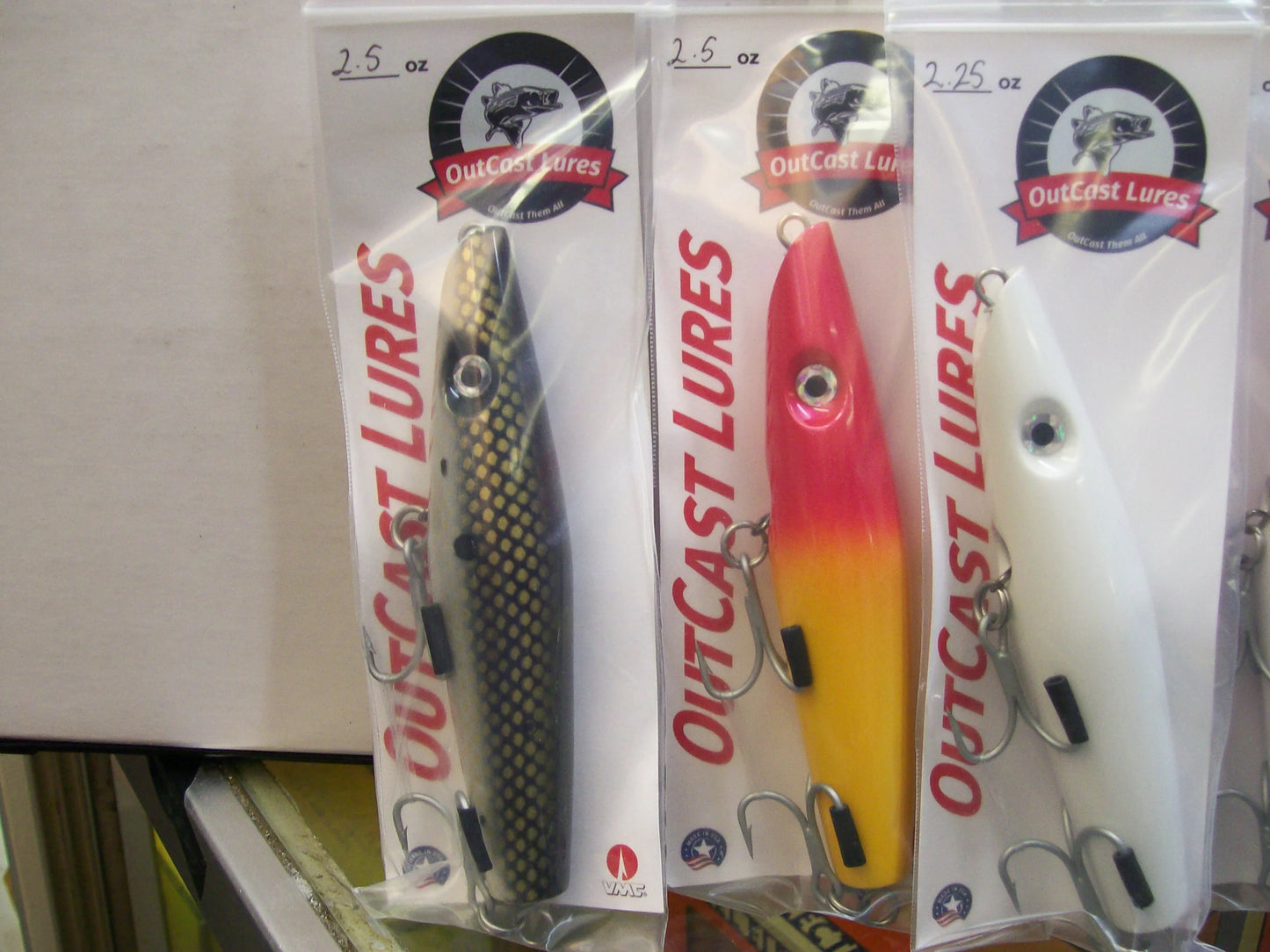 OutCast Custom Wooden Lures ( Pencil Popper's ) ( XS Version ) Two plus ounce's ( 7 colors )
